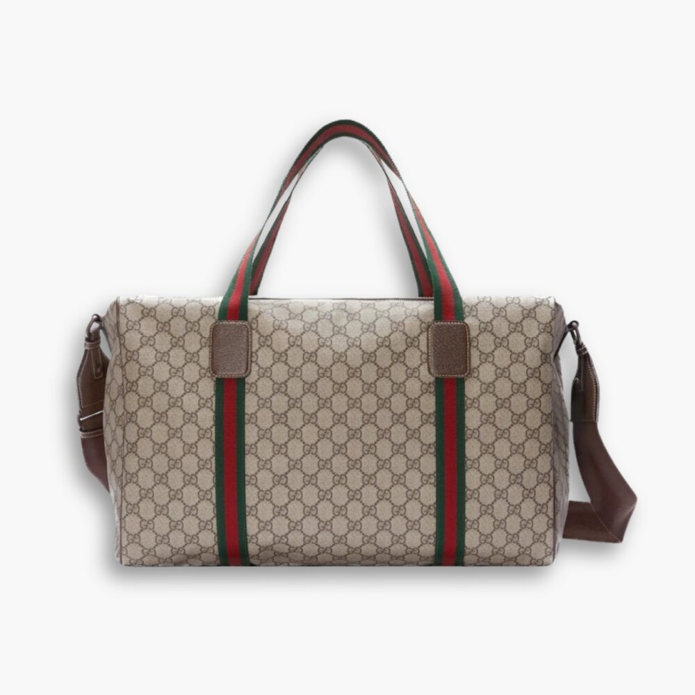 Gucci Large Duffle Bag With Web Beige Ebony 45Cm 758664 FACK7 9768