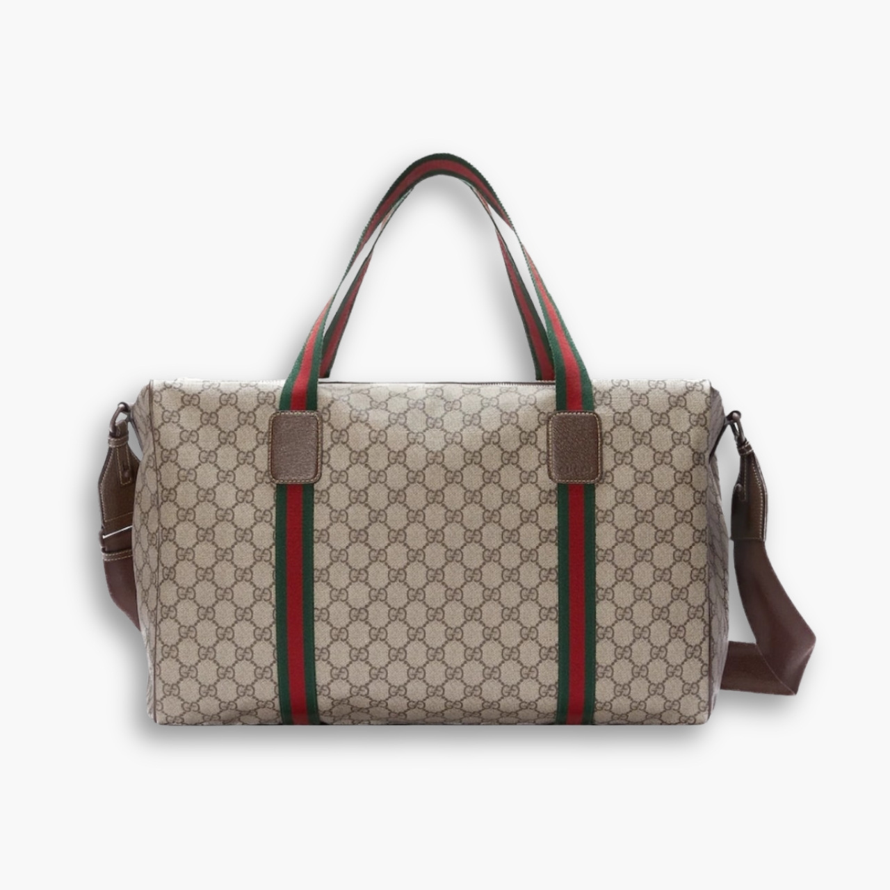 Gucci Large Duffle Bag With Web Beige Ebony 45Cm 758664 FACK7 9768
