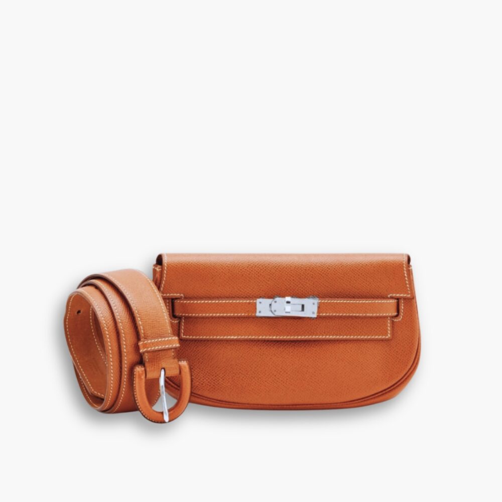 Hermes Kelly Moove Swift Silver Hardware Orange 20Cm