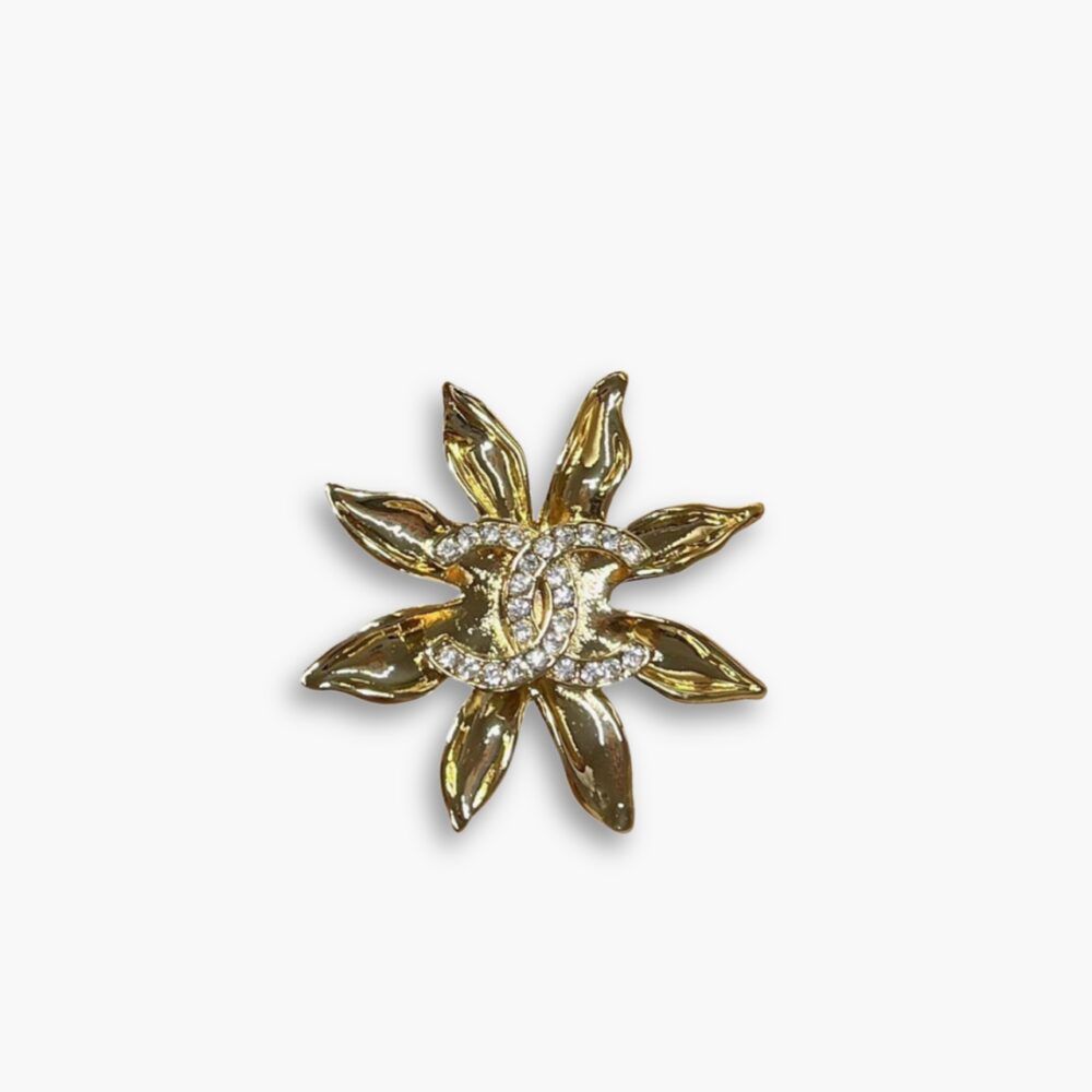 Chanel Brooch Metal Gold and Crystal