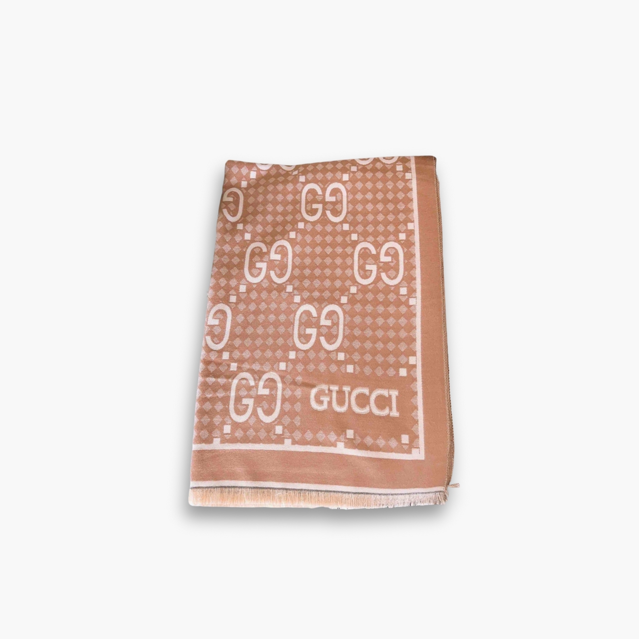 Gucci GG Jacquard Knitted Scarf Beige 180Cm