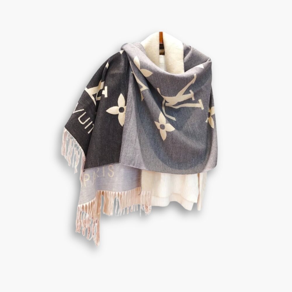 Louis Vuitton Gradient Shawl Black And Grey 190Cm