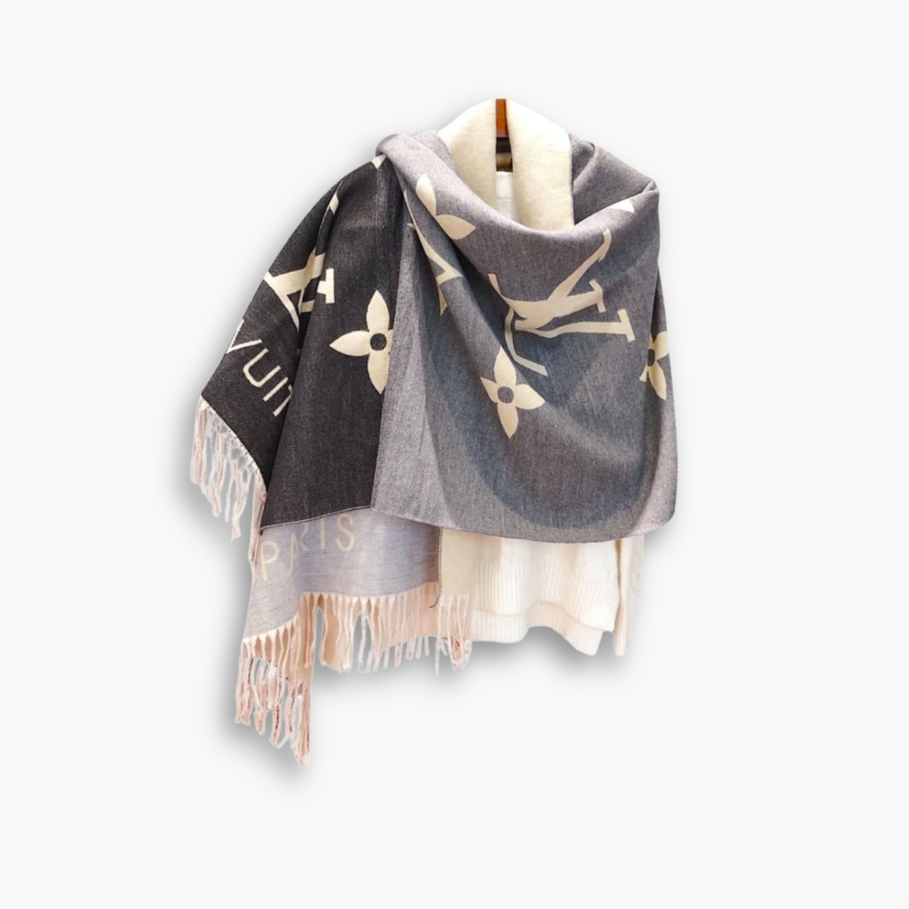 Louis Vuitton Gradient Shawl Black And Grey 190Cm