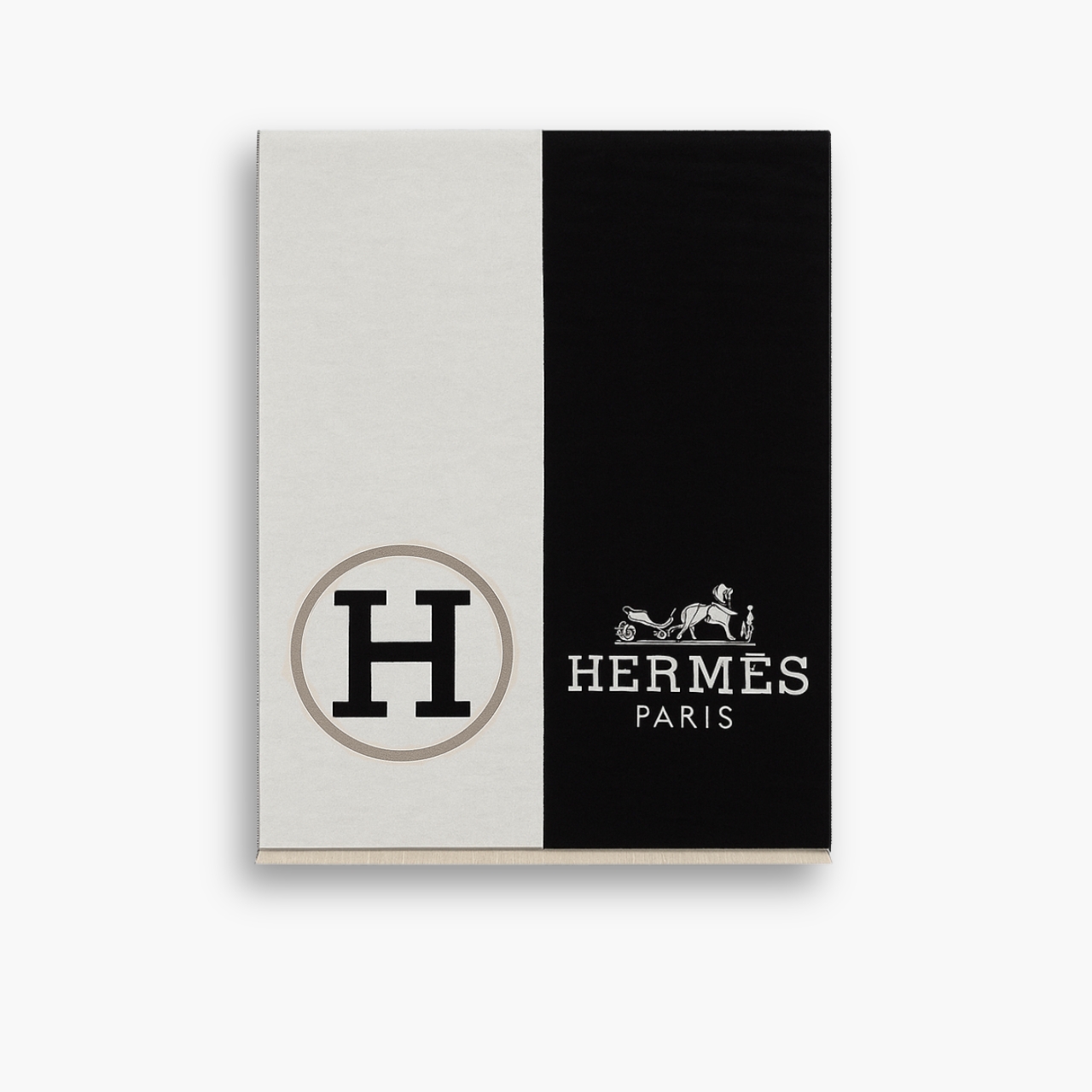 Hermes H Letter Cashmere Muffler Black 180Cm