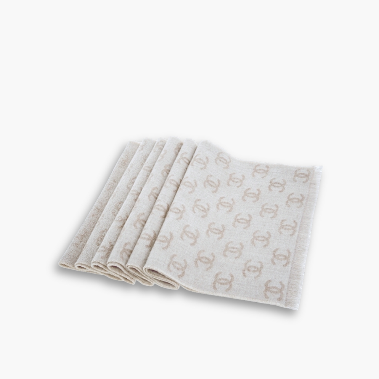 Chanel 24B Full CC Scarf Beige And Milk Tea 180Cm