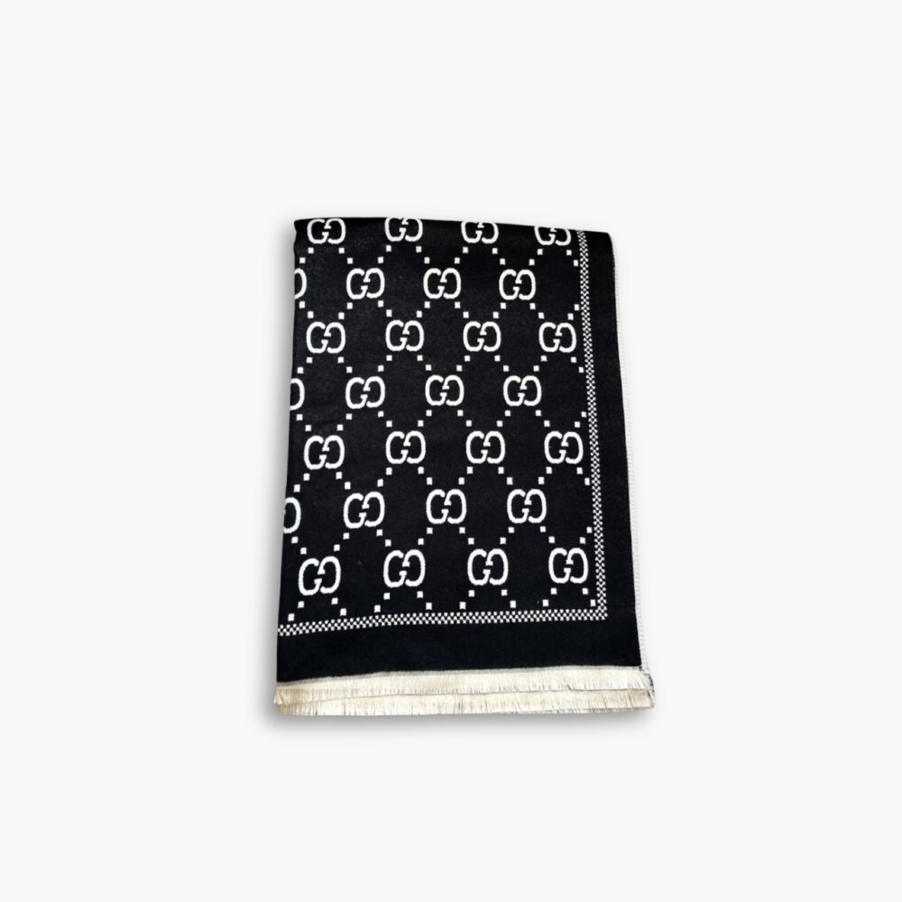 Gucci GG Jacquard Knitted Scarf Black 180Cm