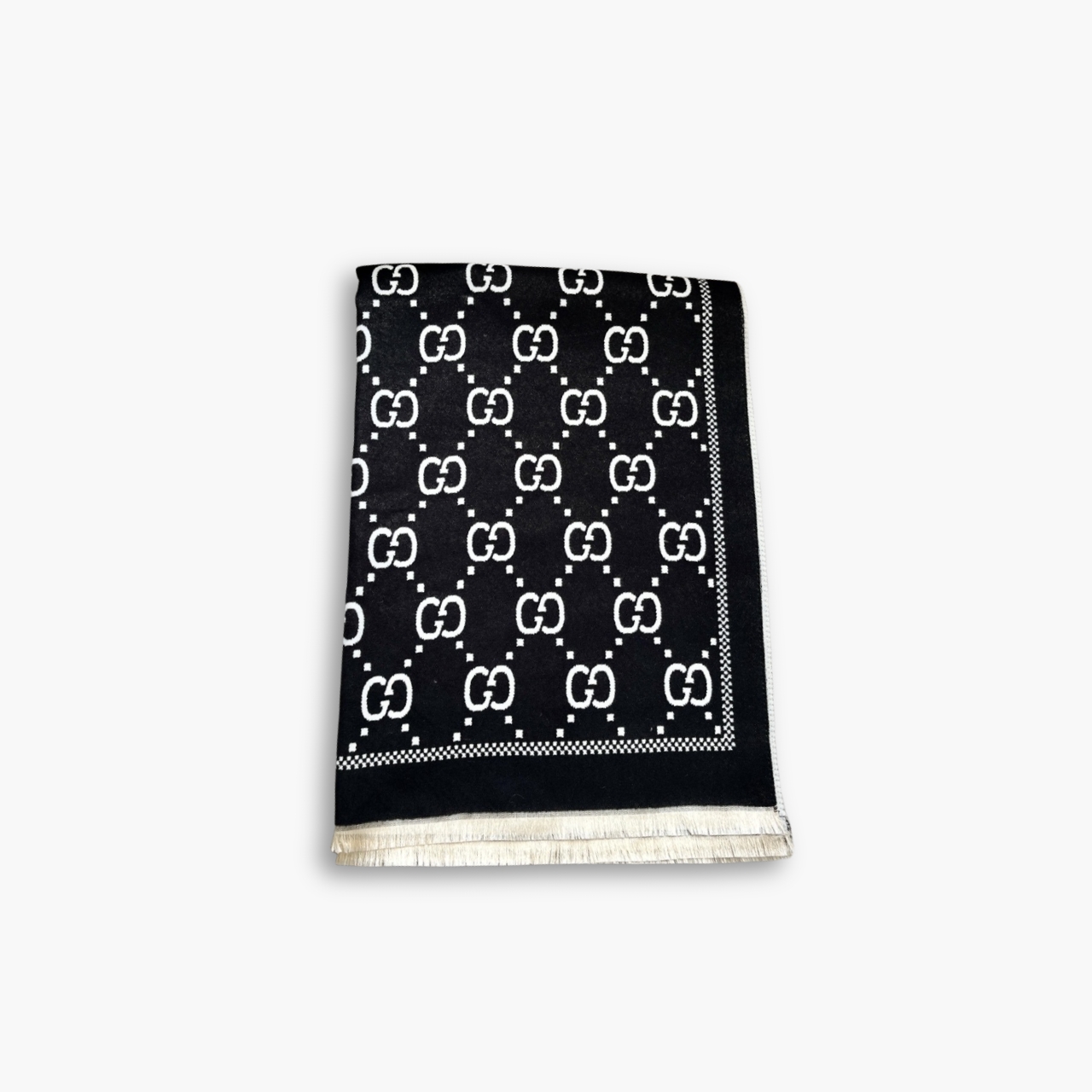 Gucci GG Jacquard Knitted Scarf Black 180Cm