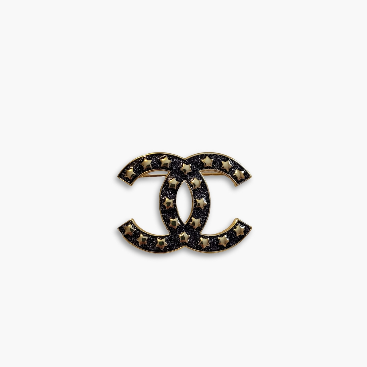Chanel CC Brooch Black With Many Small Stars