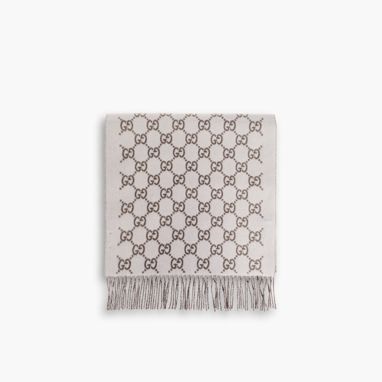 Gucci GG Jacquard Scarf White And Brown
