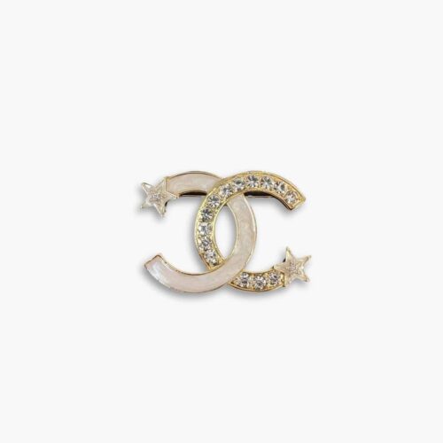 Chanel CC Brooch Gold With Two Small Stars