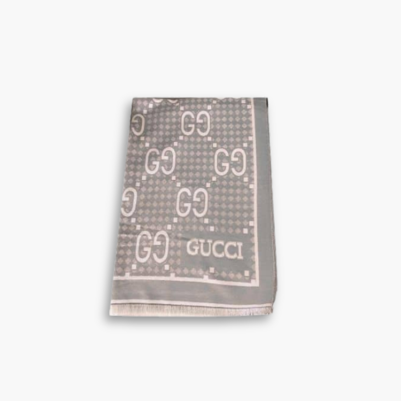 Gucci Maxi GG Wool Jacquard Scarf Grey 180Cm