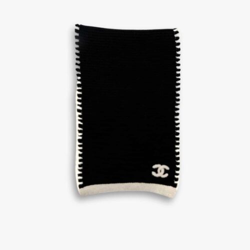 Chanel 23A Cashmere Scarf Black And White 170Cm