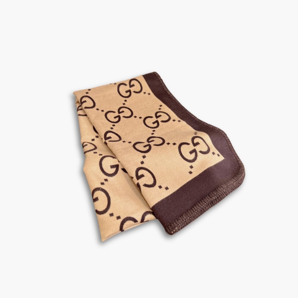 Gucci Maxi GG Cotton Silk Jacquard Scarf Beige And Brown 180Cm 757147 4GAF9 9564