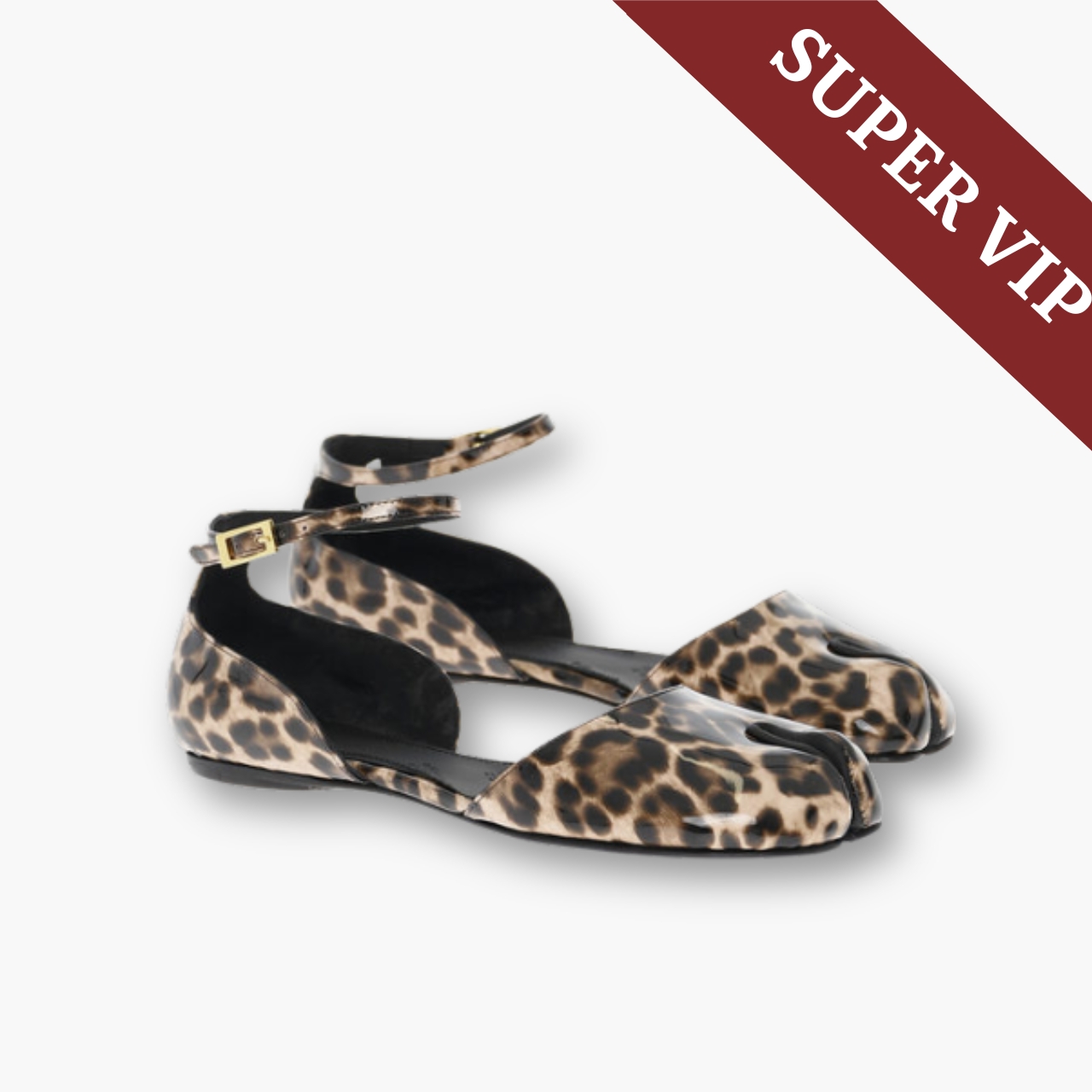 Super Vip 1:1 - Maison Margiela Leopard Print Tabi Ankle Strap Sandals