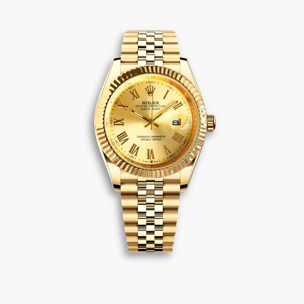 Rolex Datejust Roman Numeral Dial Gold In Yellow 41mm