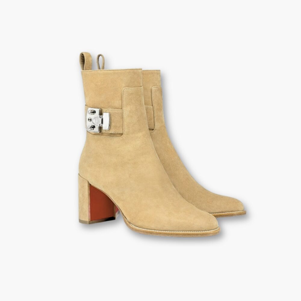 Christian Louboutin Booty Lock 70 Boots Beige 1250326F486