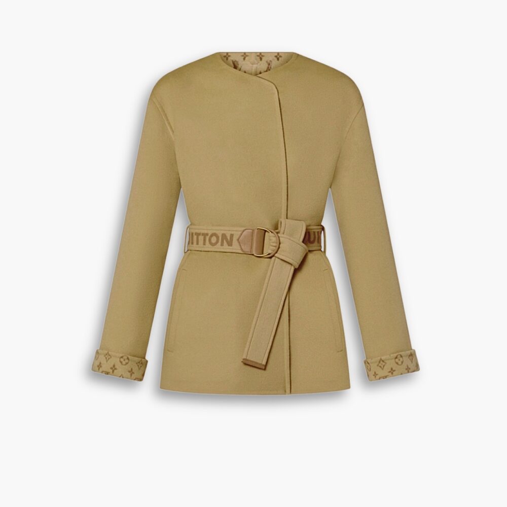 Louis Vuitton Signature Short Double Face Wrap Coat Beige 1AA8T0