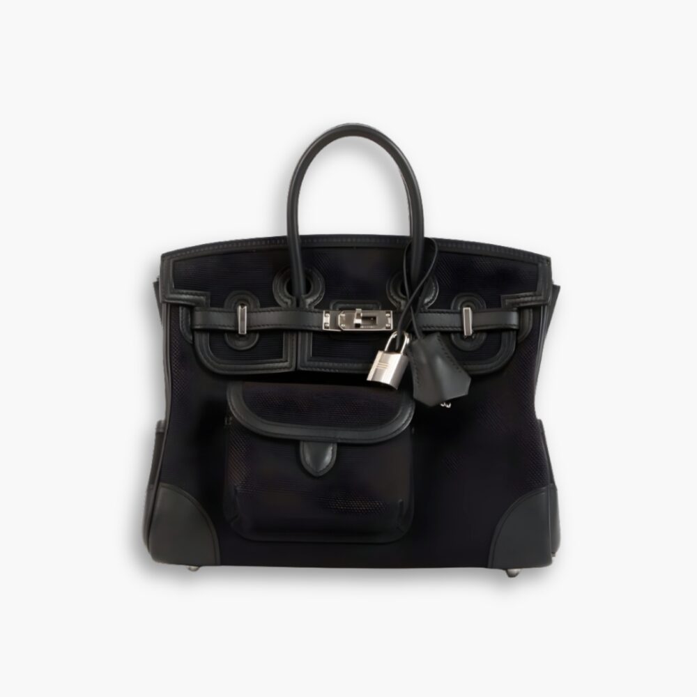 Hermes Birkin Cargo 25 Travel Bag Black Toile Goeland 25Cm