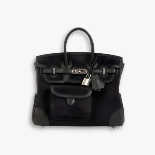 Hermes Birkin Cargo 25 Travel Bag Black Toile Goeland 25Cm
