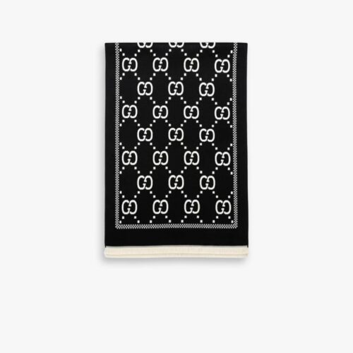 Gucci GG Jacquard Knitted Scarf Black 180Cm