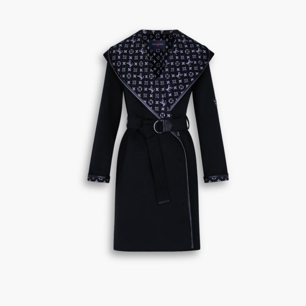Louis Vuitton Hooded Wrap Coat Black 1A4PE6