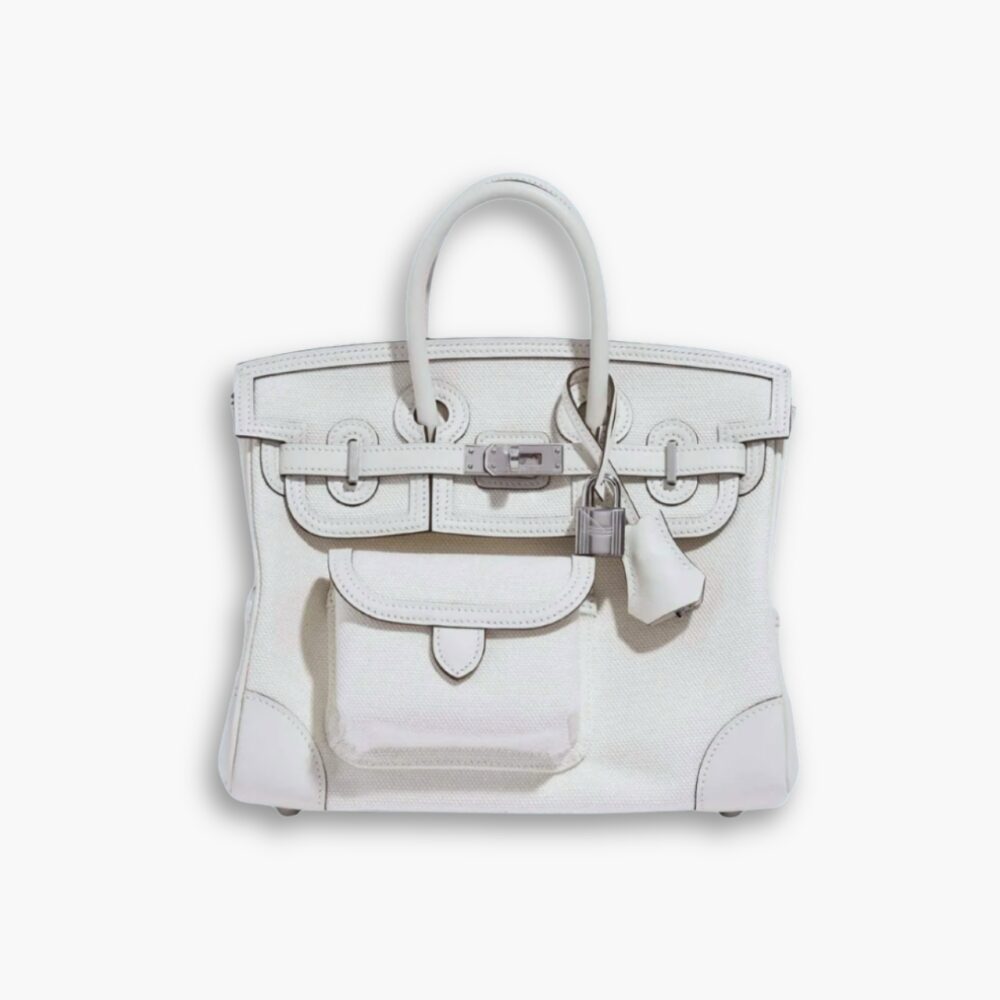 Hermes Birkin Cargo 25 Travel Bag White Toile Goeland 25Cm