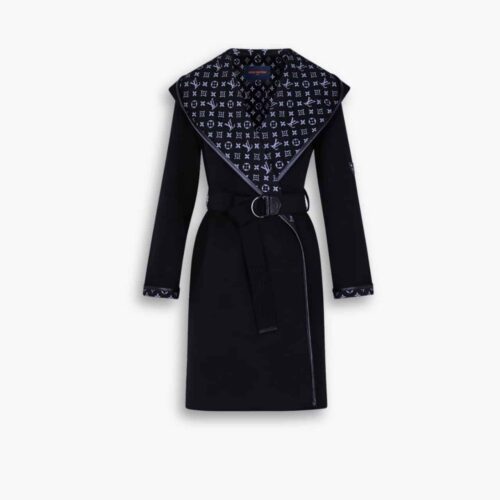 Louis Vuitton Hooded Wrap Coat Black 1A4PE6