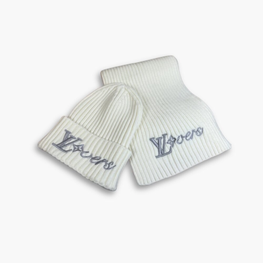 Louis Vuitton LV Vers Beanie And Scarf White Wool Set