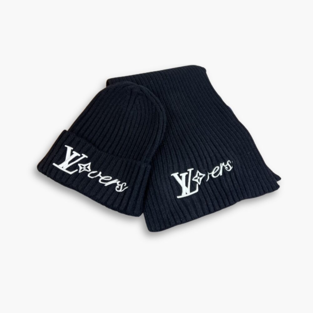 Louis Vuitton LV Vers Beanie And Scarf Black Wool Set