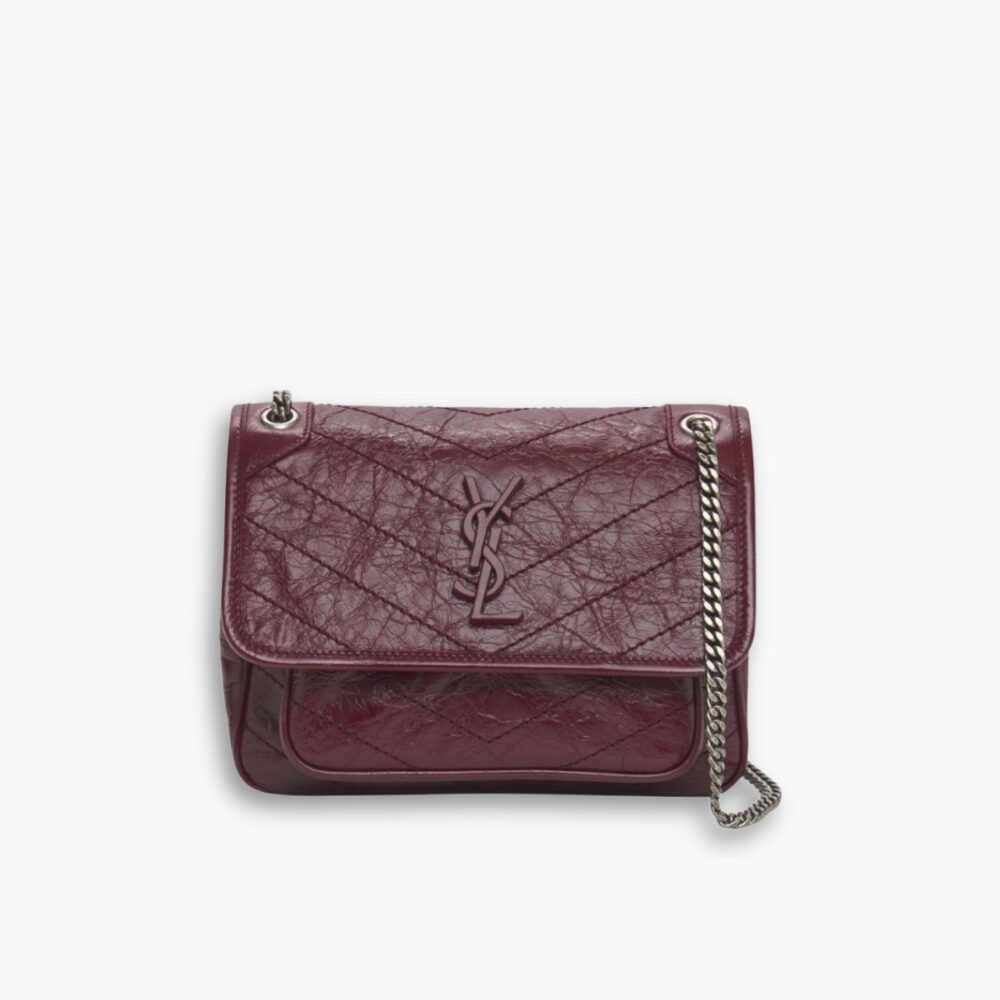 Saint Laurent Niki Shoulder Bag Burgandy 28Cm