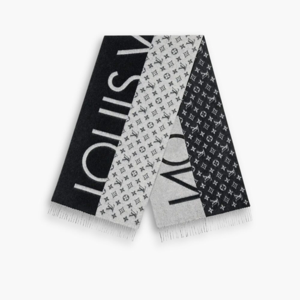 Louis Vuitton Monogram Split Scarf Black 180Cm M70924