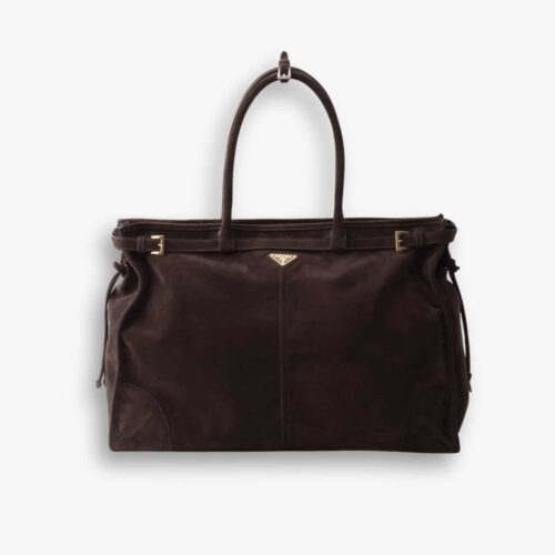 Prada Bonnie Suede Tote Bag Dark Brown 38Cm 2VG128 2C4S F0003 V OOO