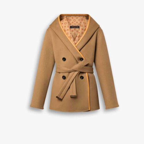 Louis Vuitton 3D Monogram Double Breasted Wrap Coat Ficelle Foncee 1ABT6T