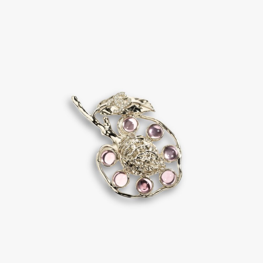 Chanel Brooch Metal Glass And Strass Gold Pink ABF985 B21163 U2156