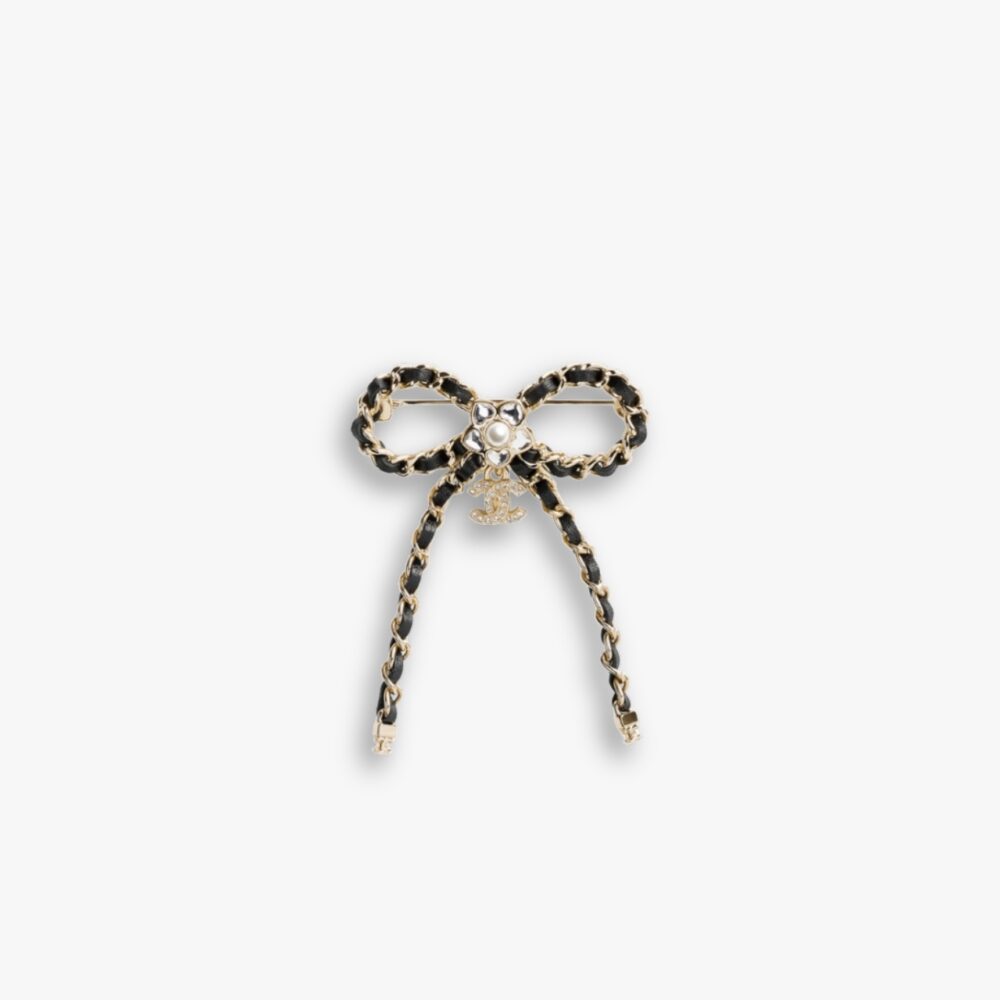 Chanel Brooch Metal Glass Pearls And Strass Gold ABG282 B21853 U3436