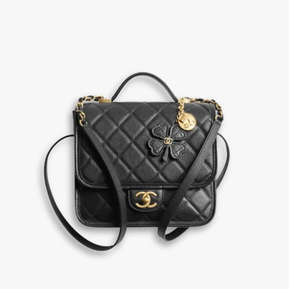 Chanel Grained Shiny And Gold Tone Metal Backpack Black 22Cm AS5715 B21400 94305