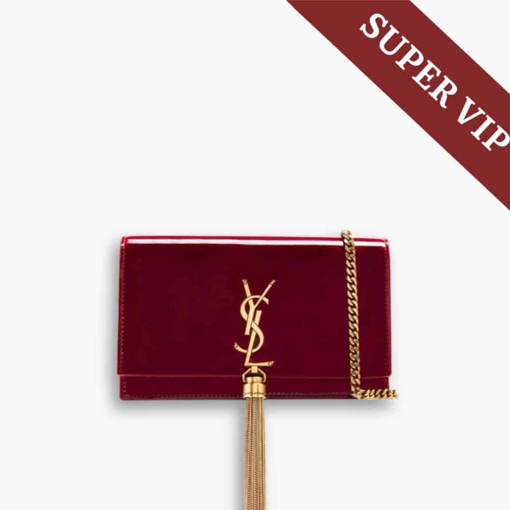 Super Vip 1:1 - Saint Laurent Kate Tassel Chain Wallet Burgundy 19Cm 742833BMIIW6413