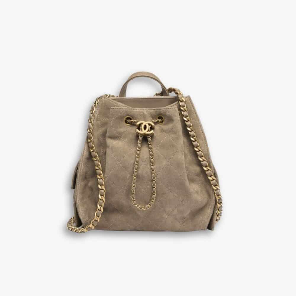 Chanel 25 Medium Backpack Gold Metal Brown 23Cm AS5600 B18799 NACAA
