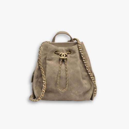 Chanel 25 Medium Backpack Gold Metal Brown 23Cm AS5600 B18799 NACAA