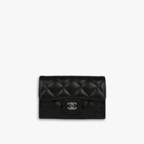 Chanel Classic Card Holder Black With Silver Hardware 11Cm AP0214 Y01588 C3906