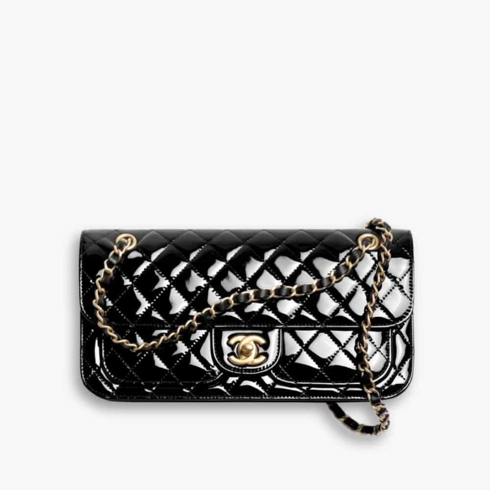 Chanel Flap Bag Glossy And Gold Plated Metal Black 26Cm AS5694 B21434 94305