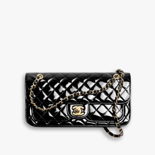 Chanel Flap Bag Glossy And Gold Plated Metal Black 26Cm AS5694 B21434 94305