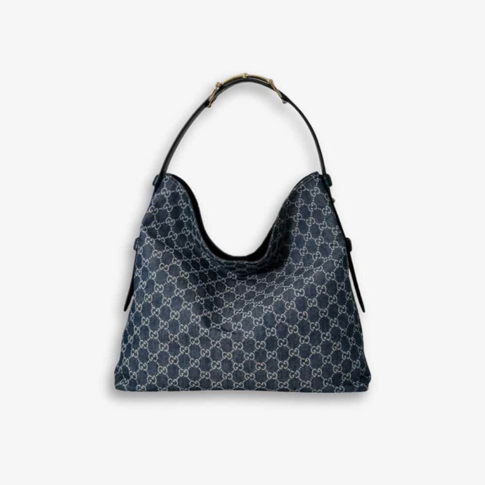 Gucci Beatrix Large Tote Bag Blue And White GG Denim 40Cm