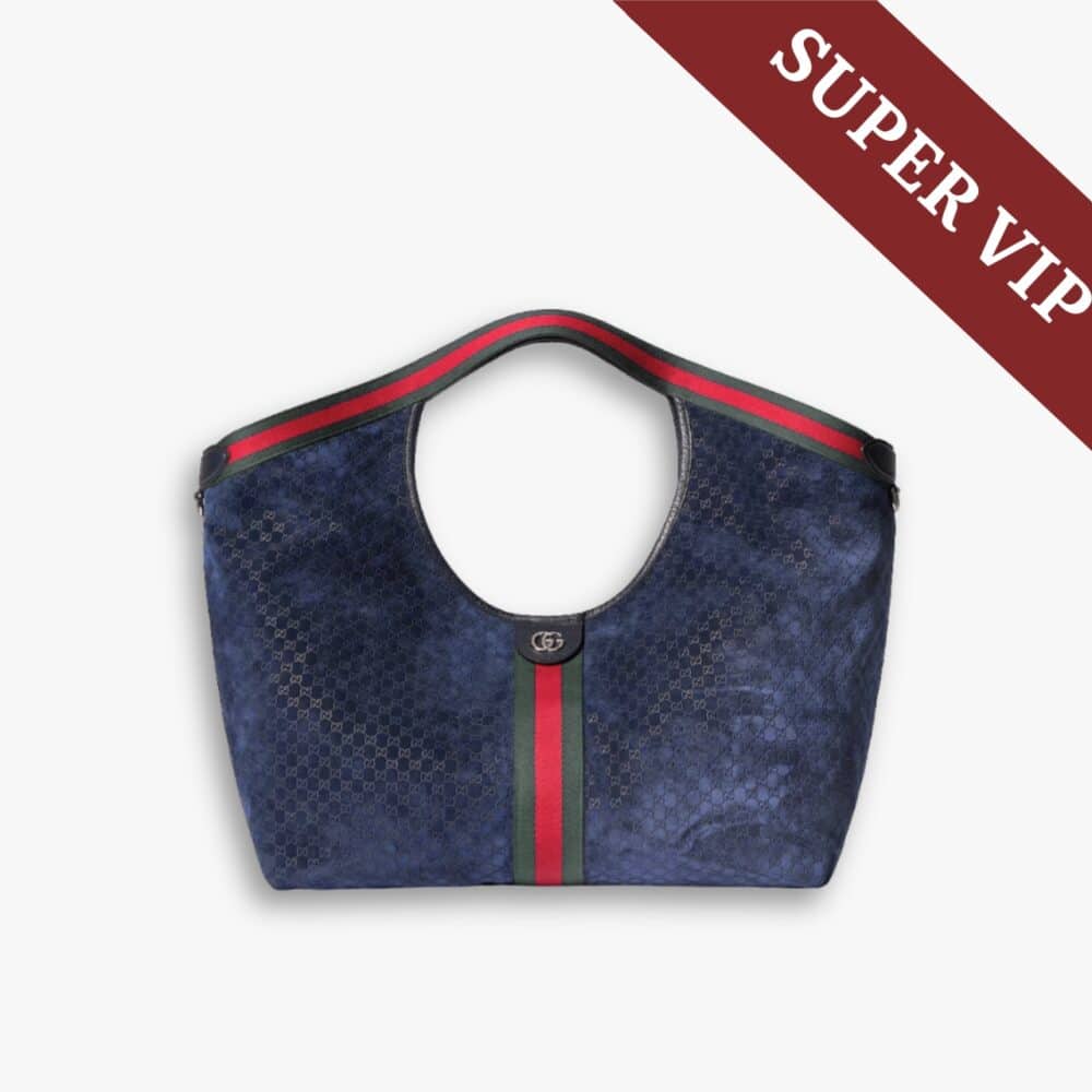 Super Vip 1:1 - Gucci Giglio Large Tote Bag Dark Blue GG Suede 60Cm 853971 CAABV 4541