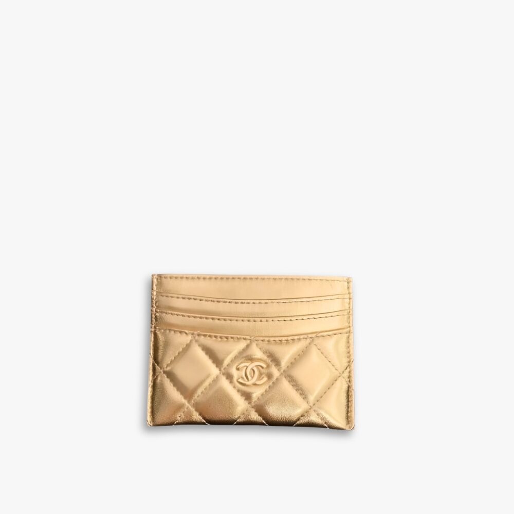 Chanel CC Logo Quilted Classic Card Holder Gold AP0213 B07575 NG057