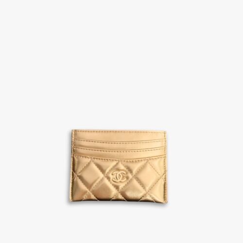 Chanel CC Logo Quilted Classic Card Holder Gold AP0213 B07575 NG057