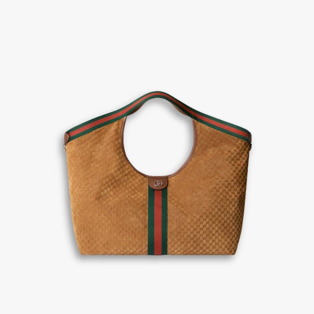 Gucci Giglio Large Tote Bag Dark Brown GG Suede 60Cm 853971 CAAB8 2147