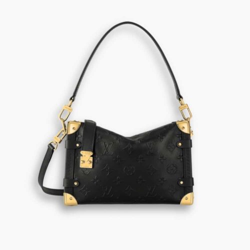 Louis Vuitton MM Side Trunk Bag Gold Metal Black 23Cm