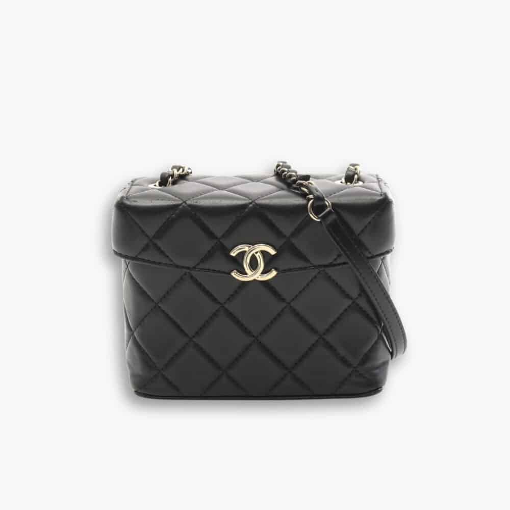 Chanel Small Secret Box Bag Gold Tone Black 16cm