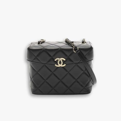 Chanel Small Secret Box Bag Gold Tone Black 16cm